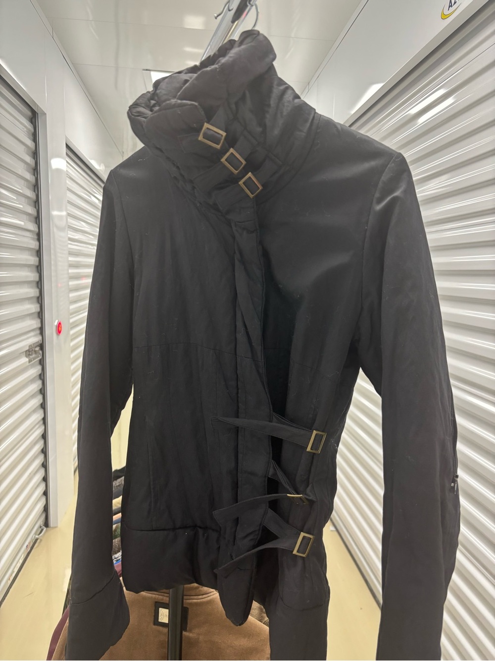 Women's Black Buckle-Detail Bomber Jacket
